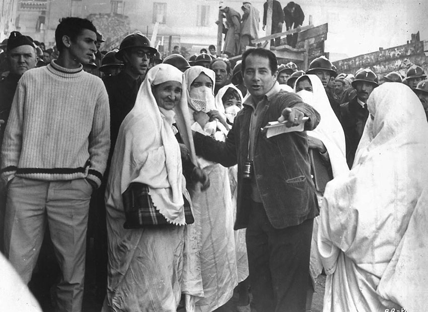 Gillo Pontecorvo directing a scene in the movie The Battle of Algiers