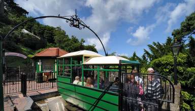 beginning of a ride on the Lynton & Lynmouth Funicular Cliff Railway