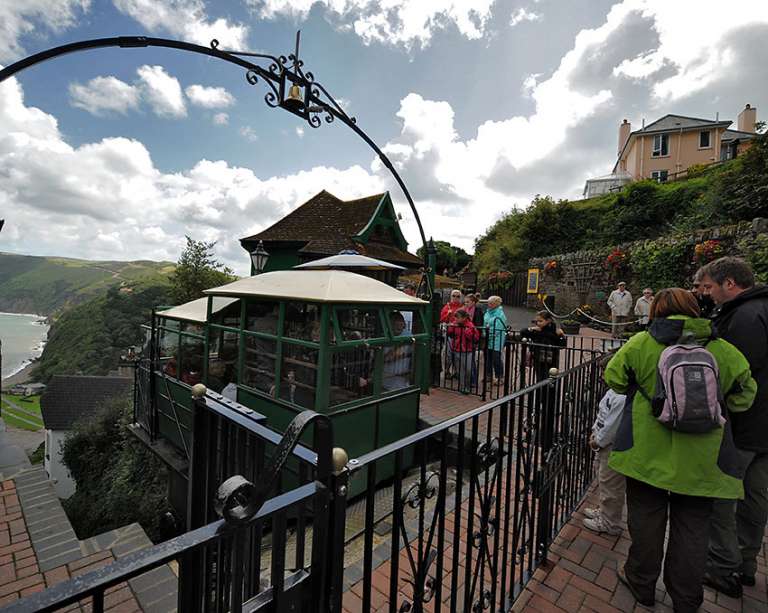 The Lynton Lynmouth Funicular Cliff Railway Traveling Boy