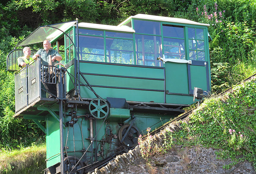 water powered railway car on a steep incline