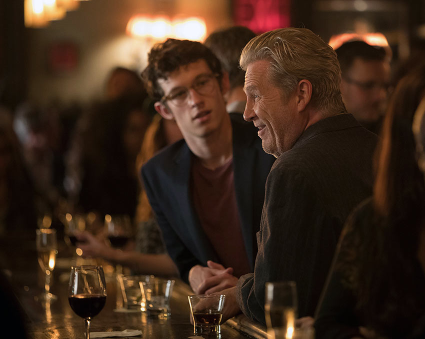 Callum Turner and Jeff Bridges in a scene from 'The Only Living Boy in New York'