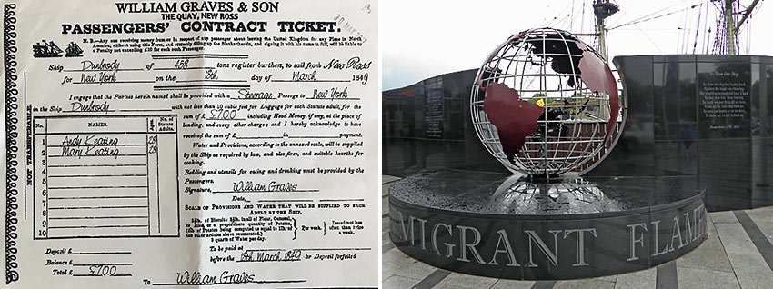 a Passengers’ Contract Ticket and The Emigrant Flame