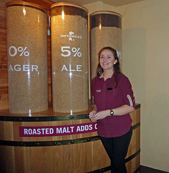 young lady briefs visitors on the history of Kilkenny's Smithwick's Brewery