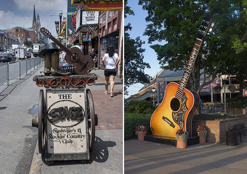 Nashville street with live showcase clubs and venues; the Grand Ole Opry