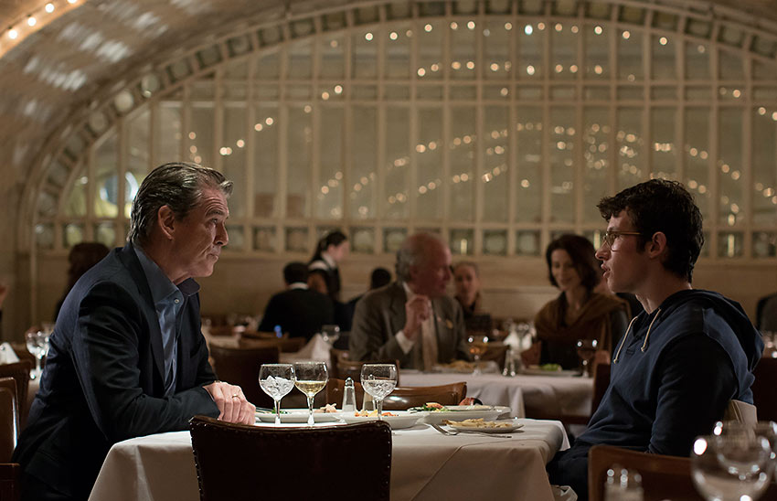 Pierce Brosnan as Ethan with Callum Turner as his son Thomas