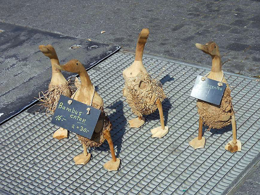 ducks at the outdoor Farmers' Market, Stuttgart