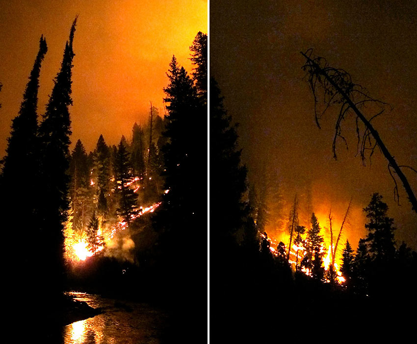 night scenes of the Atlanta, Idaho fire
