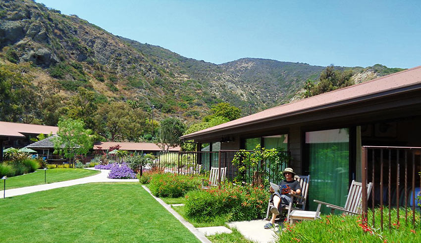 the writer outside his room at The Ranch