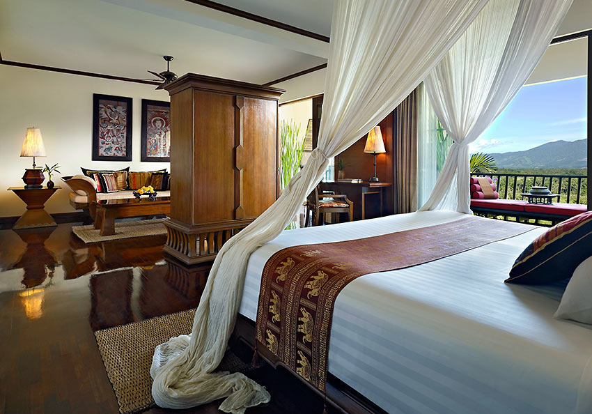 deluxe hotel room with views of Thailand, Myanmar, and Laos