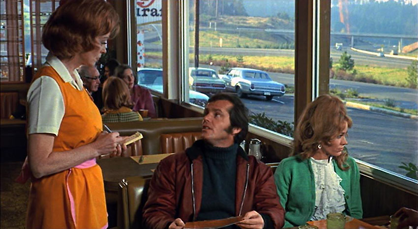 Jack Nicholson and Susan Anspach in a restaurant scene