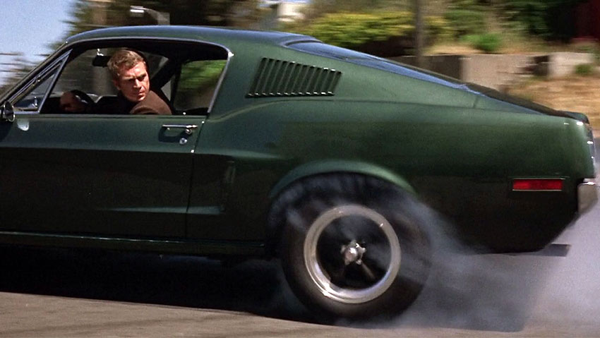 Steve McQueen in a car scene from Bullitt