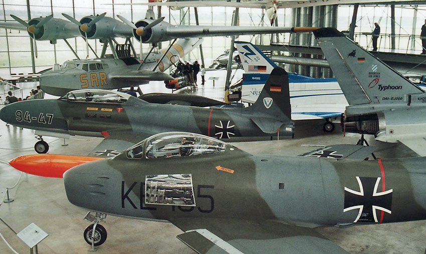 classic aircraft on display at the Oberschleissham Airport Museum
