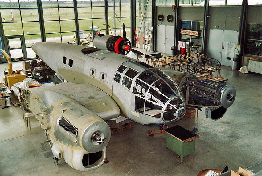 Heinkel 111 being reconstructed at the Oberschleissheim Airfield