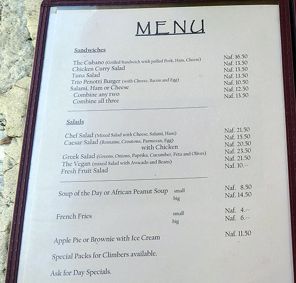 Cactus Café menu