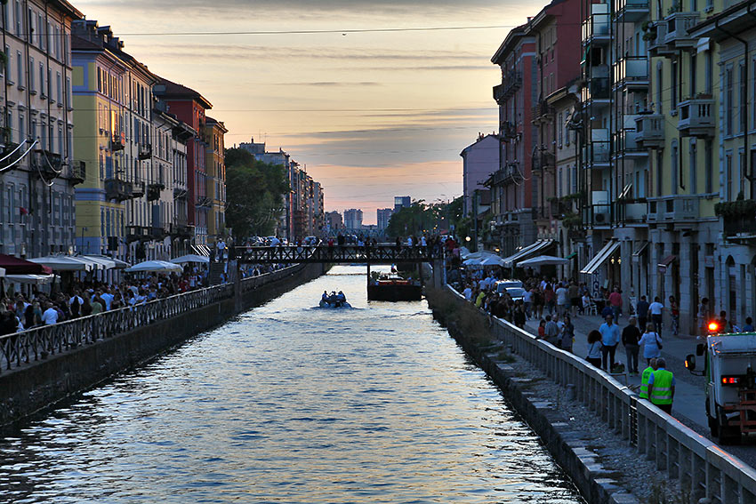 a Milan canal at dusk