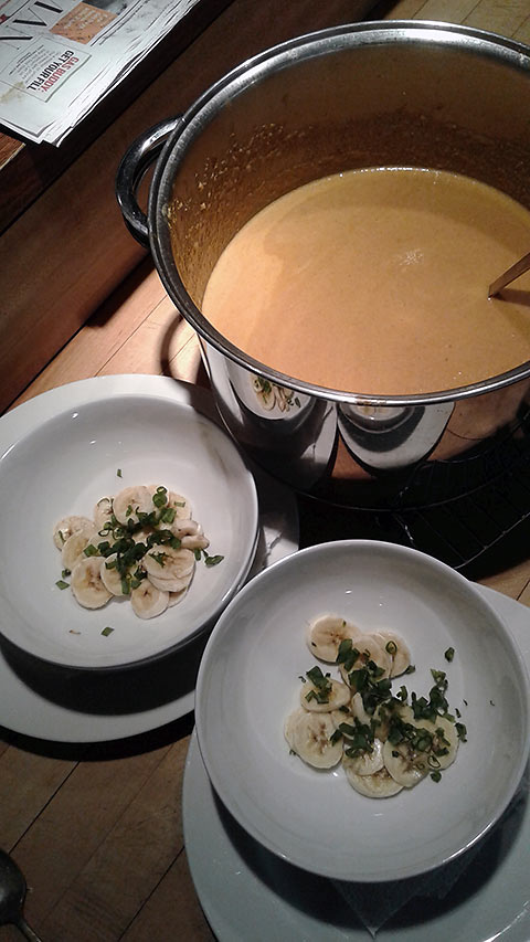 Richard Frisbie's version of peanut soup at home