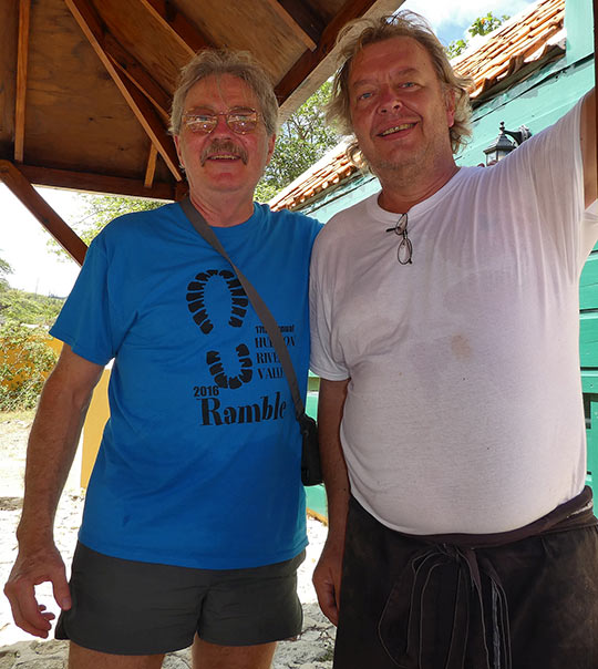 Richard Frisbie with Chef Taco at the Cactus Cafe, Curacao