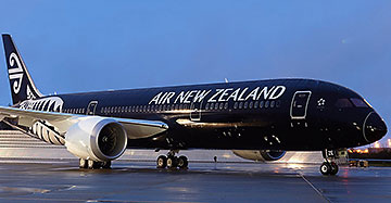 Air New Zealand plane on runway