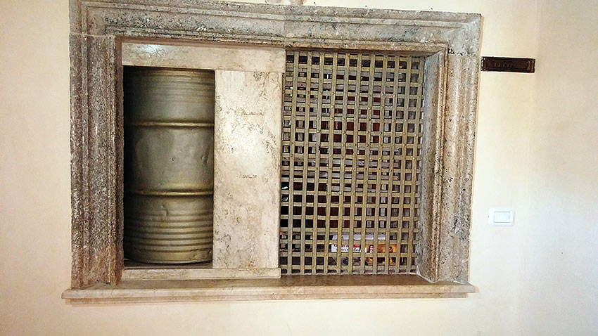 revolving mesh door for selling marzipan at a Benedictine cathedral