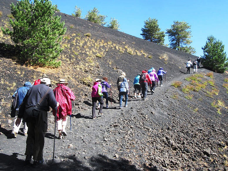 hiking up Mt. Etna