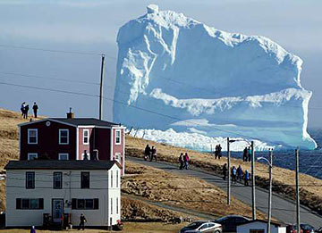 the first iceberg of the season passes the South Shore, also known as "Iceberg Alley" near Ferryland, Newfoundland