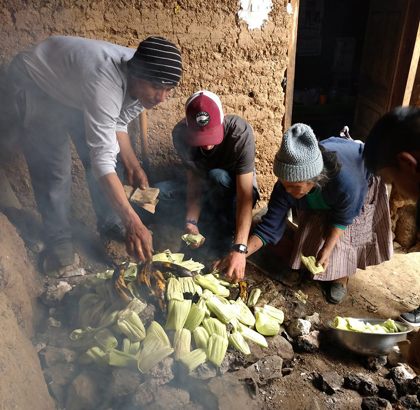 lunch being cooked on the rocks