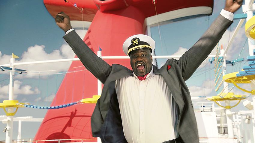 Shaquille O'Neal as Carnival's newly-named Chief Fun Officer.