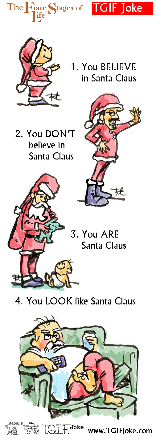 4 Stages of Santa cartoon