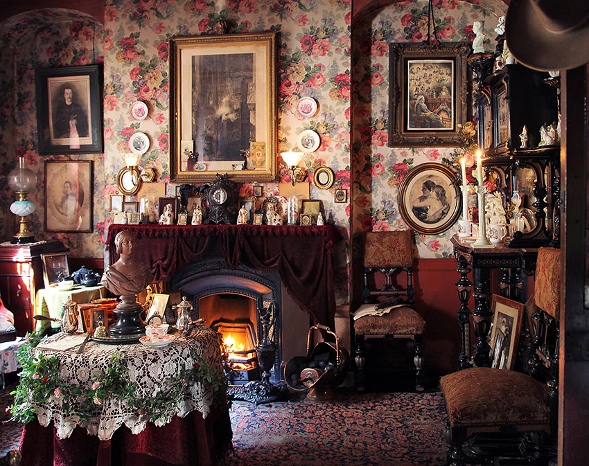 ornate room inside the Dennis Severs House