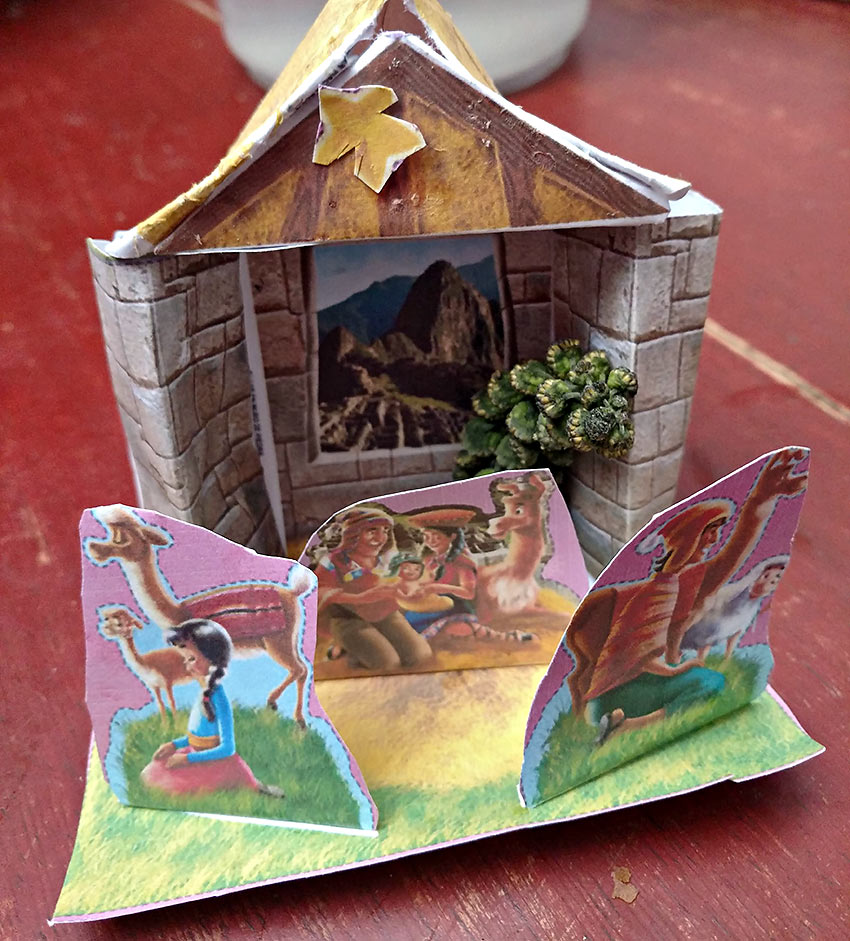 nativity set made by the writer's host family child for a school activity