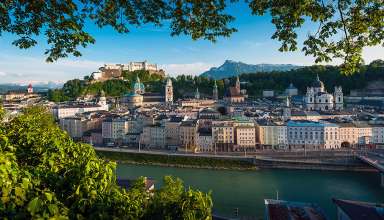 Panoramic view of Salzburg from Kapuzinerberg