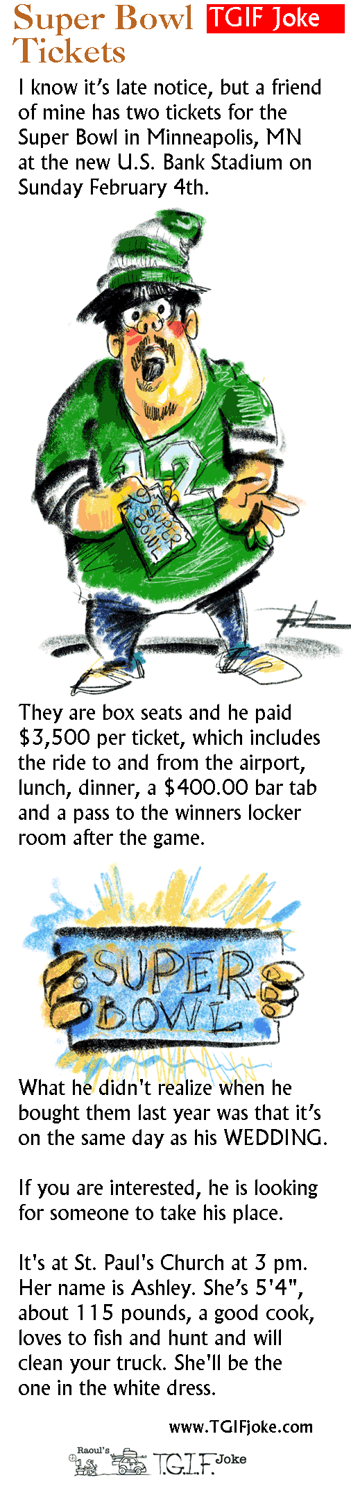 Super Bowl Tickets cartoon