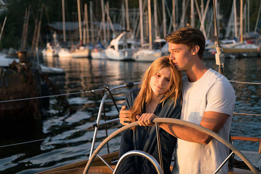 (Bella Thorne) is taken on her first ever sail with Charlie (Patrick Schwarzenegger)