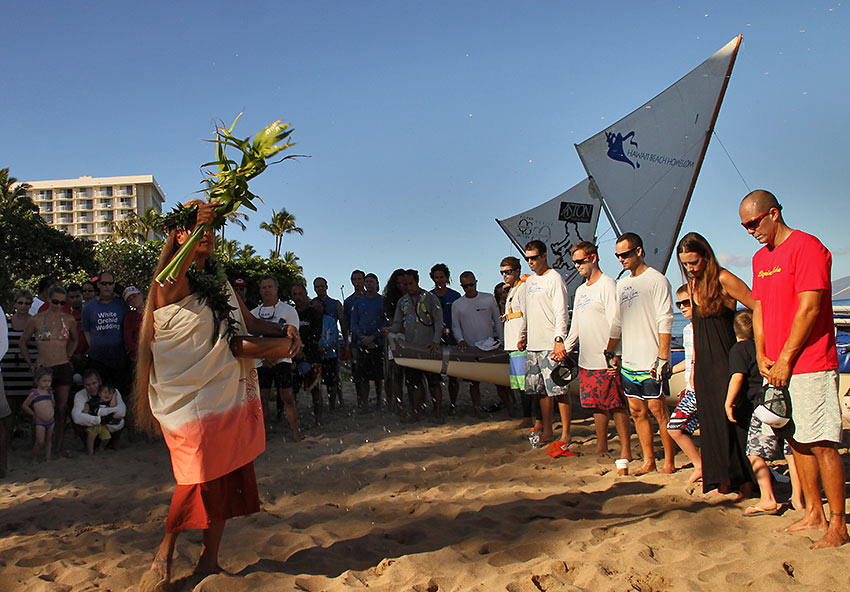 Hawaiian Cultural Practitioner gives a traditional blessing for crews and spectators