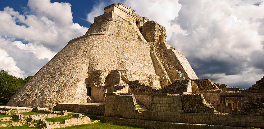 the Pyramid of the Magician, Uxmal Mayan Ruins, Yucatan, Mexico