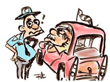 Tennessee state trooper and driver cartoon