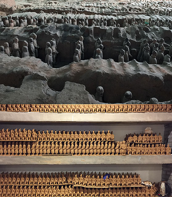 Terra Cotta Warriors in Xian and mass-produced replicas