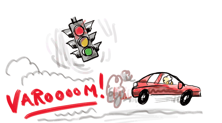 driving through a red light