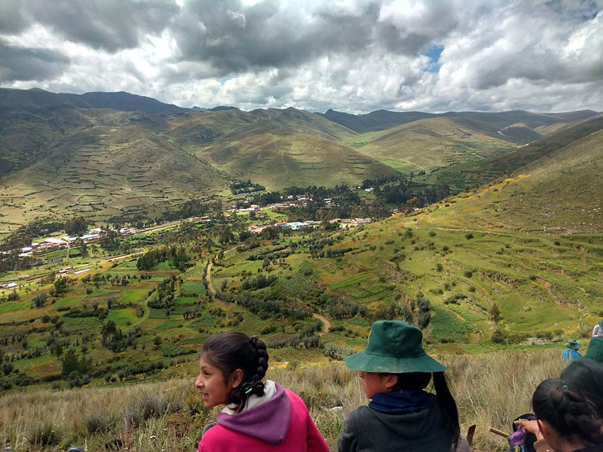 view of Huaricolca, Peru from a hillside