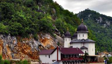 orthodox convent along the Danube on the Romanian side of the Iron Gates gorge