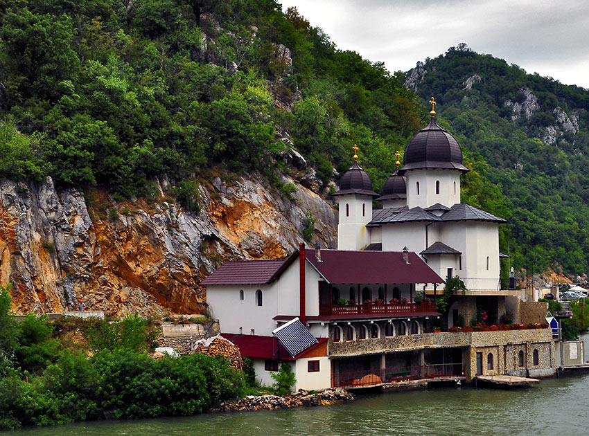 orthodox convent along the Danube on the Romanian side of the Iron Gates gorge