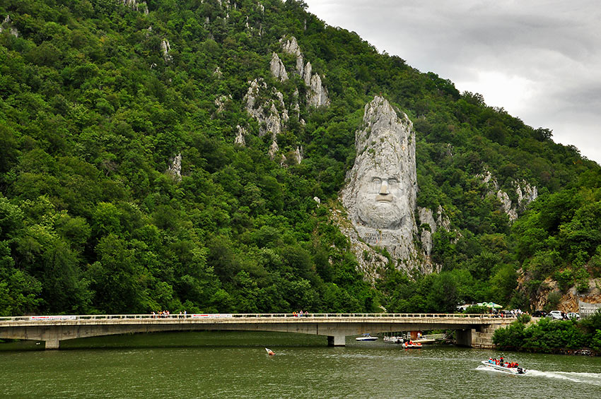 limestone face of King Decebalus by the Danube