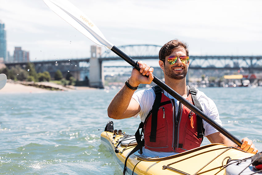 kayaker at False Creek, Vancouver