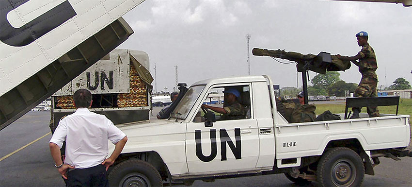 UN security vehicle with machine gun