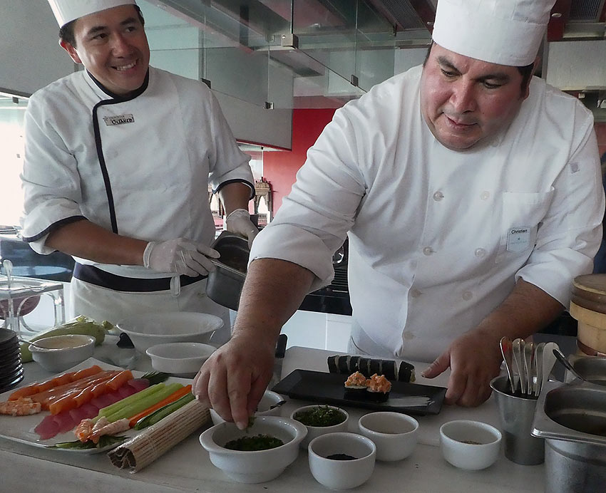 Iberostar chefs demonstrate ceviche and sushi preparation