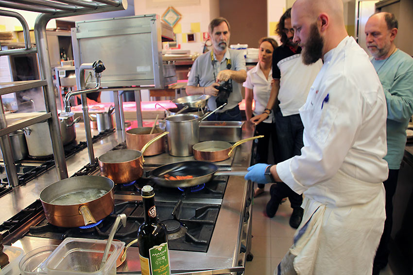 Chef Ivan Bombieri does a cooking demonstration