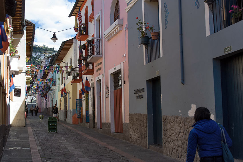 the colorful alleyway of La Ronda in Quito