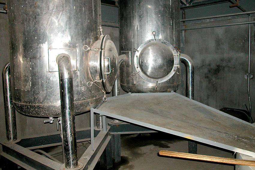 twin tanks initially used for processing liquid goat