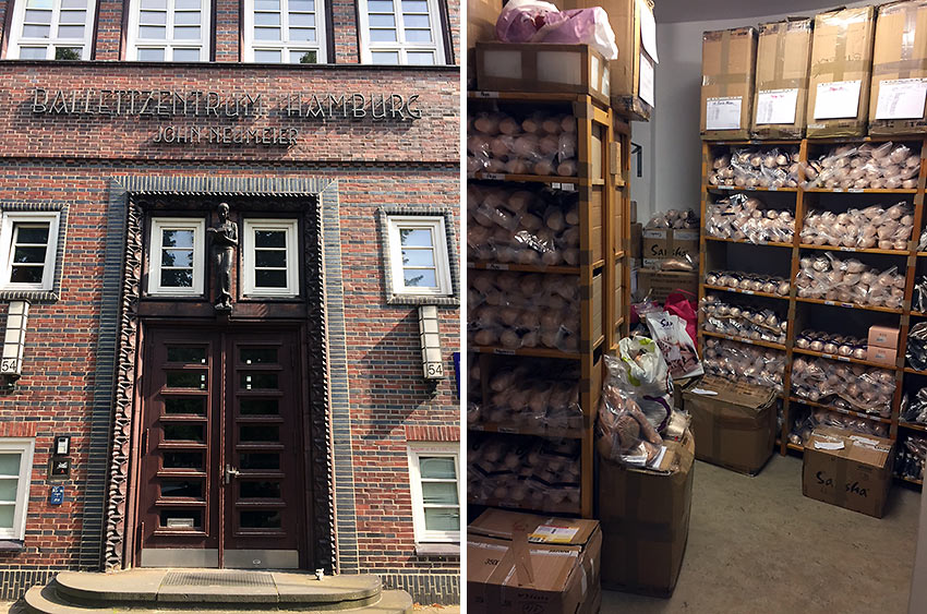 the Ballettzentrum Hamburg and a toe-shoe storeroom at the John Neumeier School