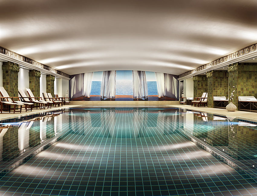 the 65-foot long pool at the Club Olympus spa, Park Hyatt Hotel Hamburg